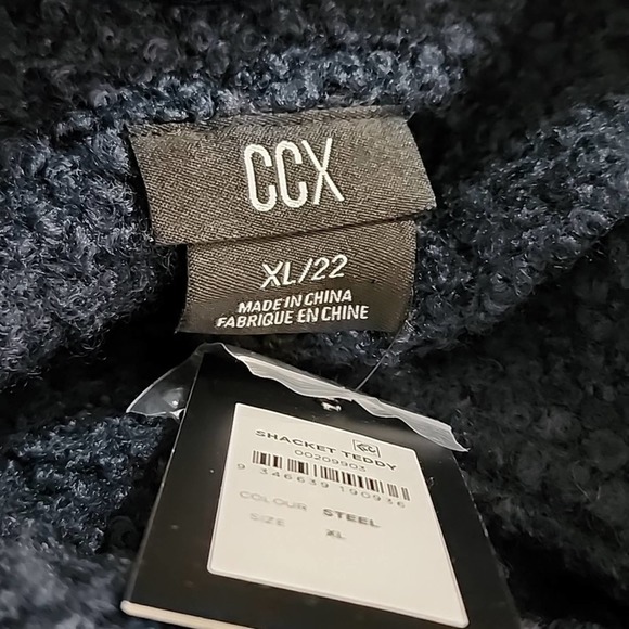 City Chic CCX Teddy Shacke oversized steel blue sherpa style plus size XL 22 NEW - Picture 6 of 9